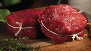 raw filet mignon from bison meat